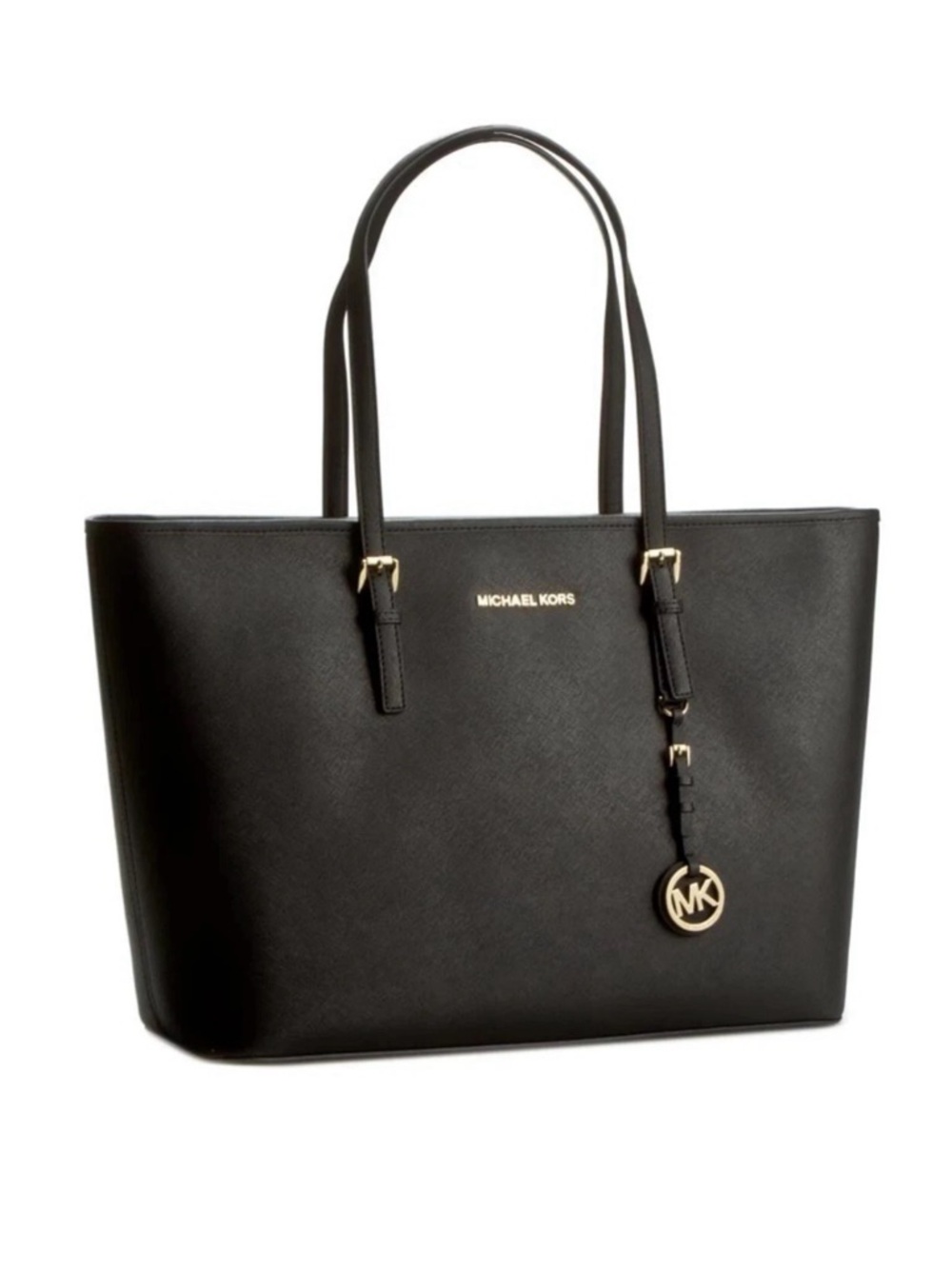 MICHAEL KORS JET SET SAFFIANO LEATHER BLACK LARGE TOTE